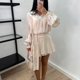 Robe Éva fluide col noué - Écru