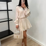 Robe Éva fluide col noué - Écru
