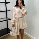Robe Éva fluide col noué - Écru