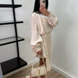 Robe Éva fluide col noué - Écru