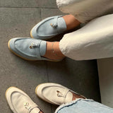 Mules en suédine - bleu pastel