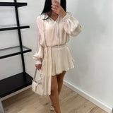 Robe Éva fluide col noué - Écru
