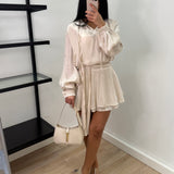 Robe Éva fluide col noué - Écru
