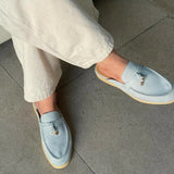 Mules en suédine - bleu pastel