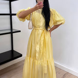 Robe boutonnée - jaune pastel