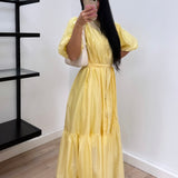 Robe boutonnée - jaune pastel