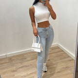 Jean mom stretch [bleu]
