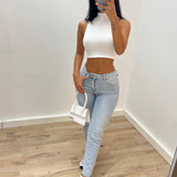 Jean mom stretch [bleu]