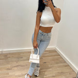 Jean mom stretch [bleu]