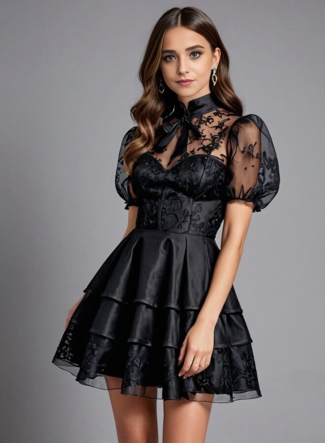 Robe noire tulle