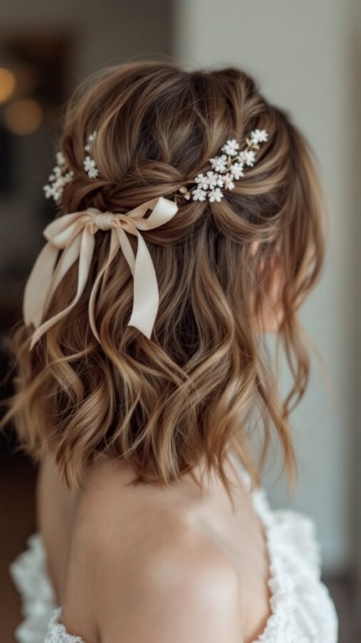 élégance cheveux court mariage