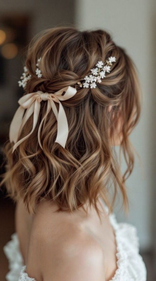 coiffure élégante mariage court