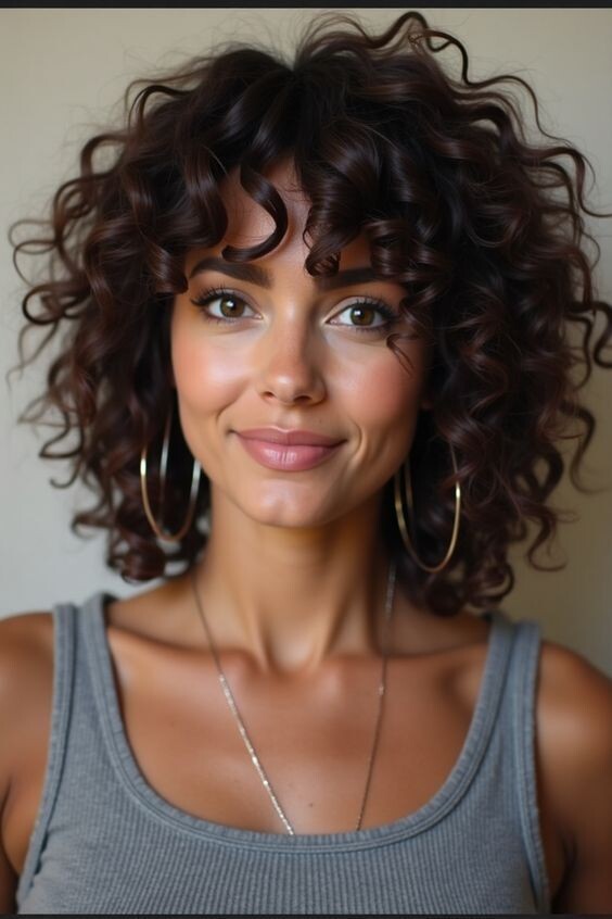 coupe courte bouclée stylée