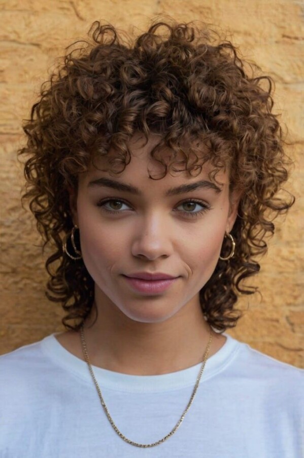 coupe courte bouclée stylée