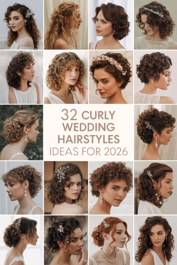 cheveux courts mariage bouclés