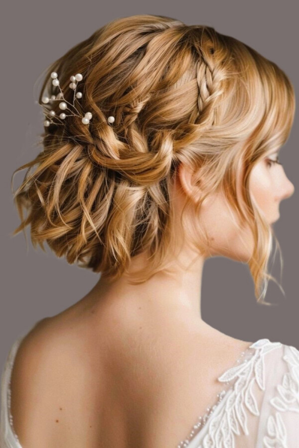 cheveux courts mariage bouclés