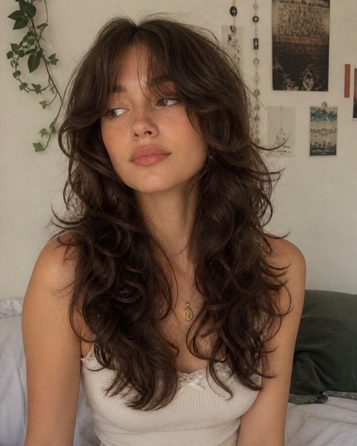 Coupe cheveux ondulés moderne