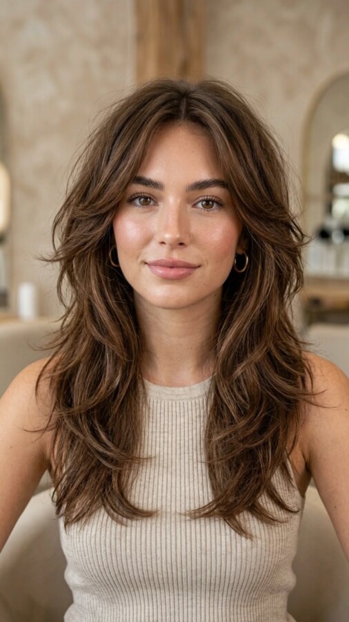 Cheveux ondulés coupe chic