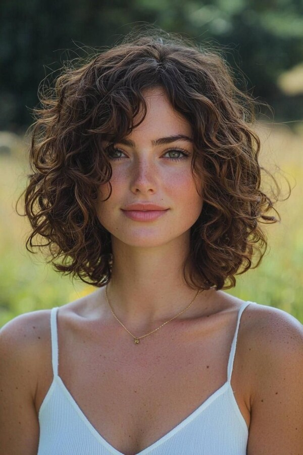 Carré moderne cheveux bouclés