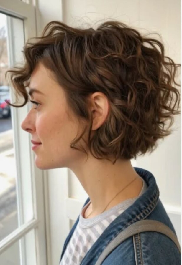 Carré moderne cheveux bouclés