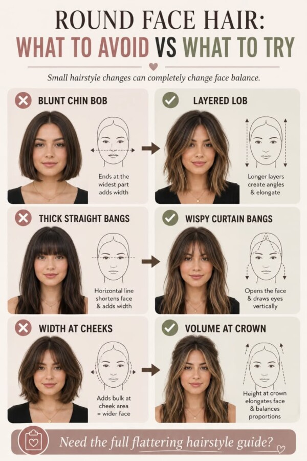 Cheveux parfaits visage rond