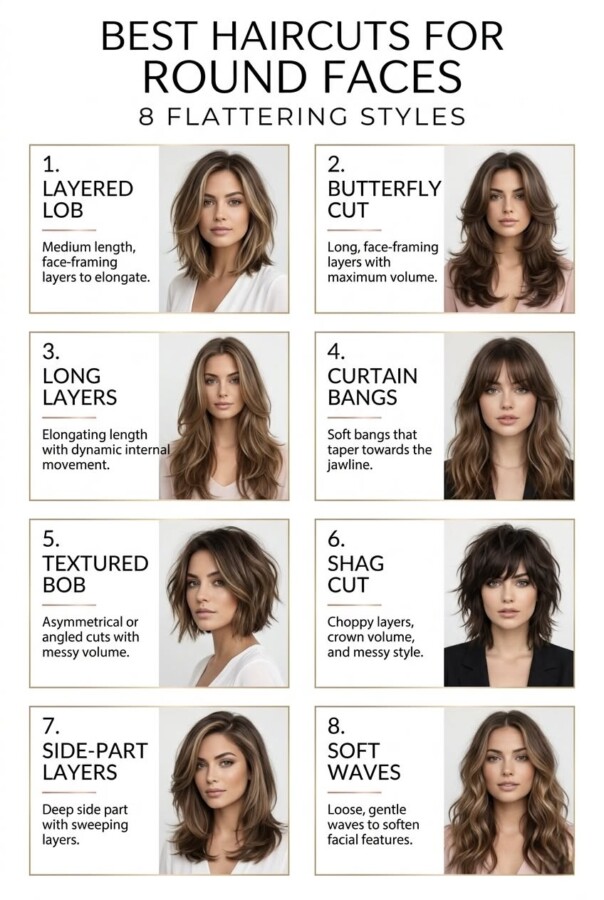 Sublimer visage rond coiffure